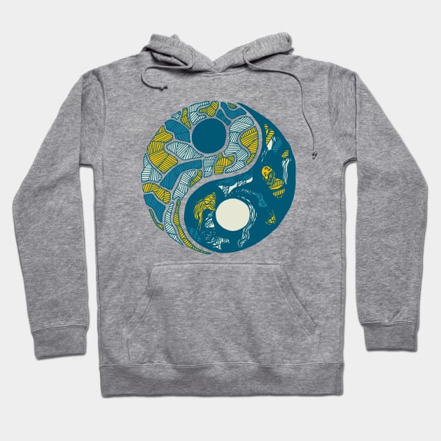 Retro Wave Abstract Yin Yang Hoodie by kenallouis